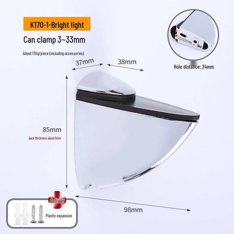 Zinc Alloy F-Shaped Glass Clip: Bathroom/Kitchen Shelf Support Bracket
