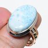 Natural Larimar Gemstone 925 Solid Sterling Silver Gift Two Tone Ring S.10 w5d54