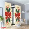 2 Stück 2D-Flachdruck Frohe Weihnachten Szene Vorhänge Weihnachtskaninchen Beeren Schleife Digital Bedruckte Polyester Vorhänge Familienfeier