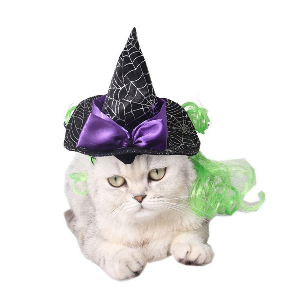 Soft Cat Wizard Hat Cloak Adjustable Pet Witch Costume Funny Cat Wizard Spider Hat  Cosplay Party