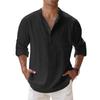 Men's Casual Loose Stand,up Collar Sweatshirt, Men's ,color Long,sleeved Cotton And Linen Shirt Top