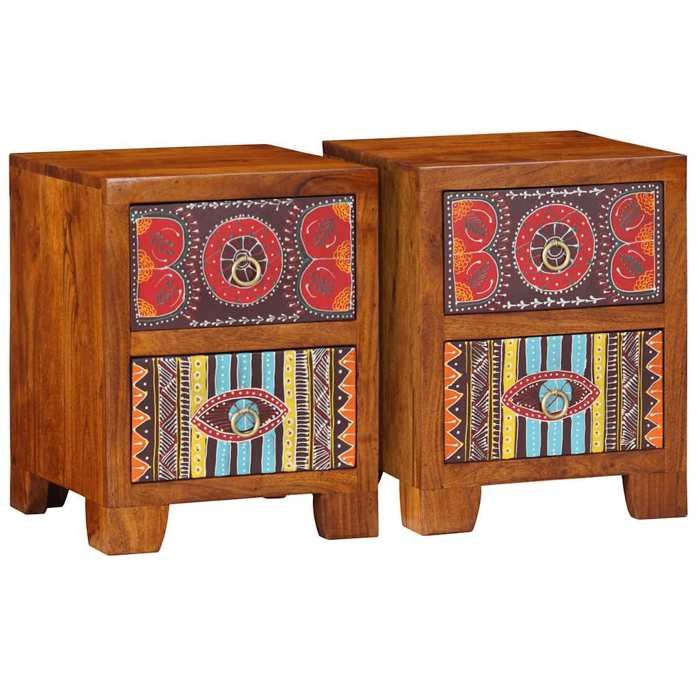 VidaXL Bedside Table 2 Pcs 35x35x45 Cm Solid Acacia Wood, Bedside Cabinet, Bed Cabinet, Side Table for 4016493