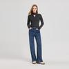 Women's Hollow Knit Half-High Collar Long Sleeve Top