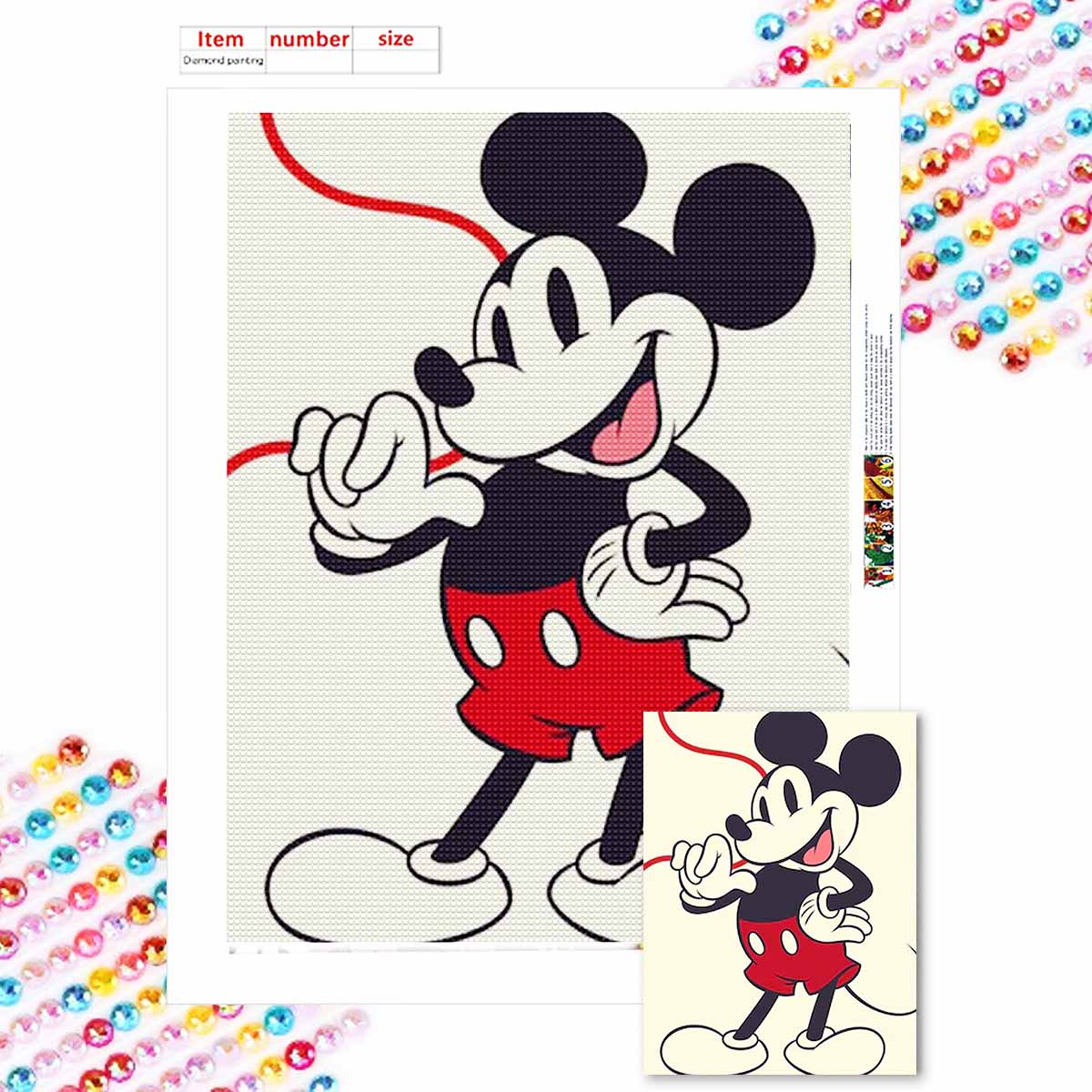 

5D Diy Diamond Painting Confident Mickey Full Drill Rhinestones Mosaic Embroidery Handmade Products Home Decor Gift Round 20x30cm