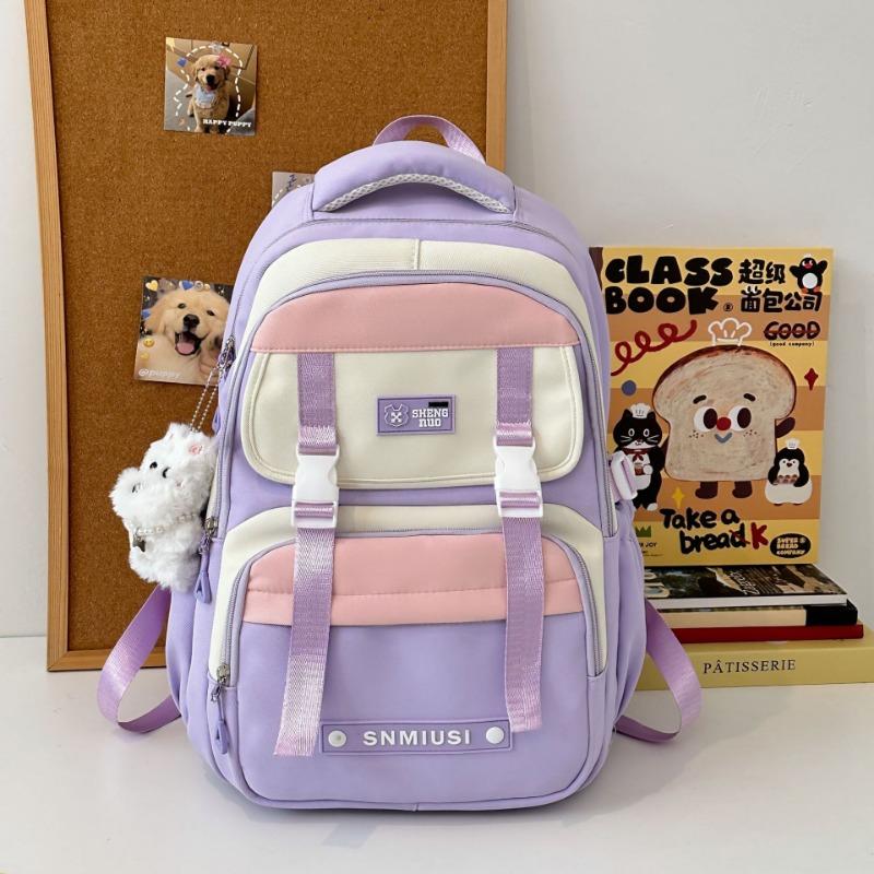 High-value Burden-reducing Schoolbag Female College Student, Contrasting Color Large-capacity Backpack Male Junior High School Niche Backpack