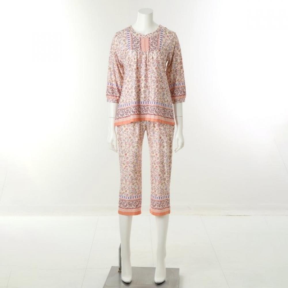 Venus Soft Comfortable Polyester Flower Border Home Wear Set[vevps117w]