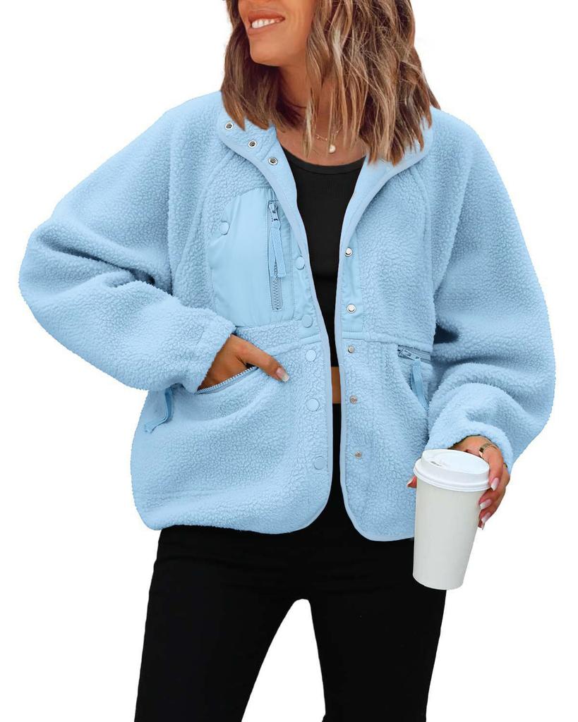 Damen Fleecejacke, Herbst Winter Lässiger Sweatshirt Mantel, Sportliche Lockere Warme Oberbekleidung