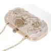 Elegant Floral Embroidered Beaded Bag Evening Bag For Women Lightweight Polyester Multipurpose Shoulder Handbag  Silver