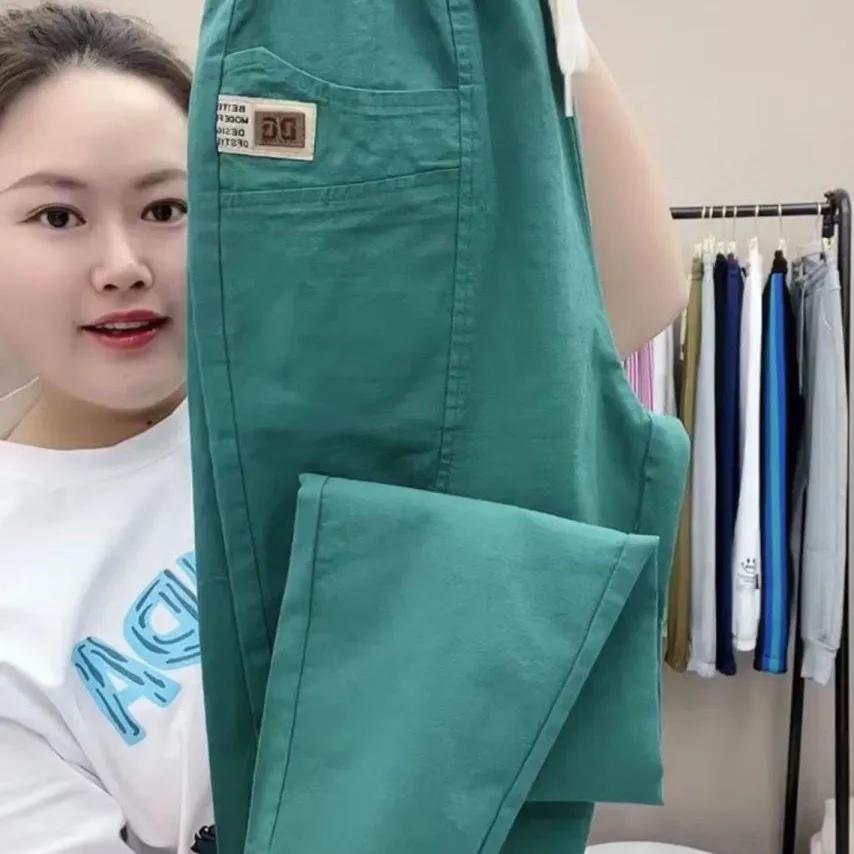 Women's Summer Vintage Thin High Waist Harem Pants Loose Cotton Linen Pants Straight Casual Pants