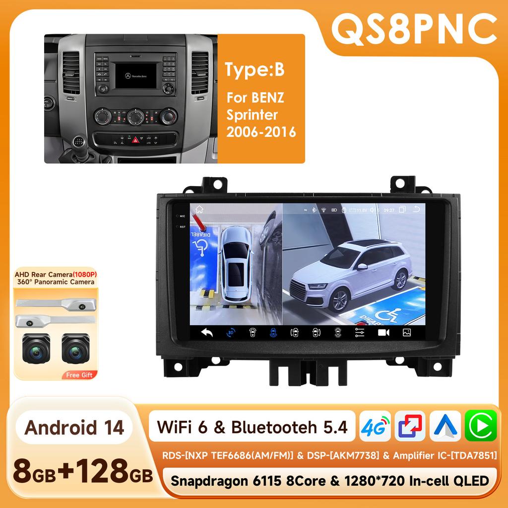 Hizpo Snapdragon 4G Carplay Android Car Radio for Volkswagen Crafter 2006 -2016 Benz Sprinter GPS Multimedia Player Intelligent Screen Stereo Audio