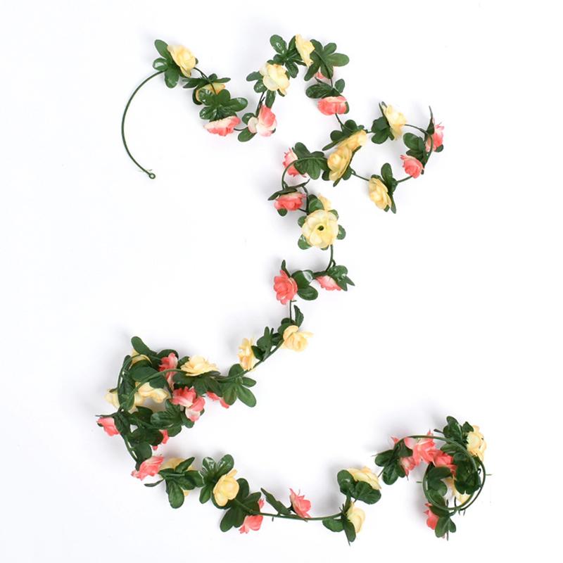 2.5m Rose Artificial Silk For Wedding Garland Fake Plant Flowers Vine Home Room Wedding Wall Hanging Garden Arch DIY Decoration