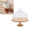 Wood Cake Stand with Lid 12in Cake Holder Multi Functional Serving Platter Large Glass Cake Dome Cover
