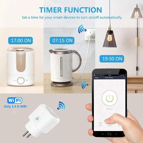 EU Tuya WiFi Smart Plug Socket 16A/20A Power Monitor Timing Remote Control with Voice Control Compatible with Alexa Google Home