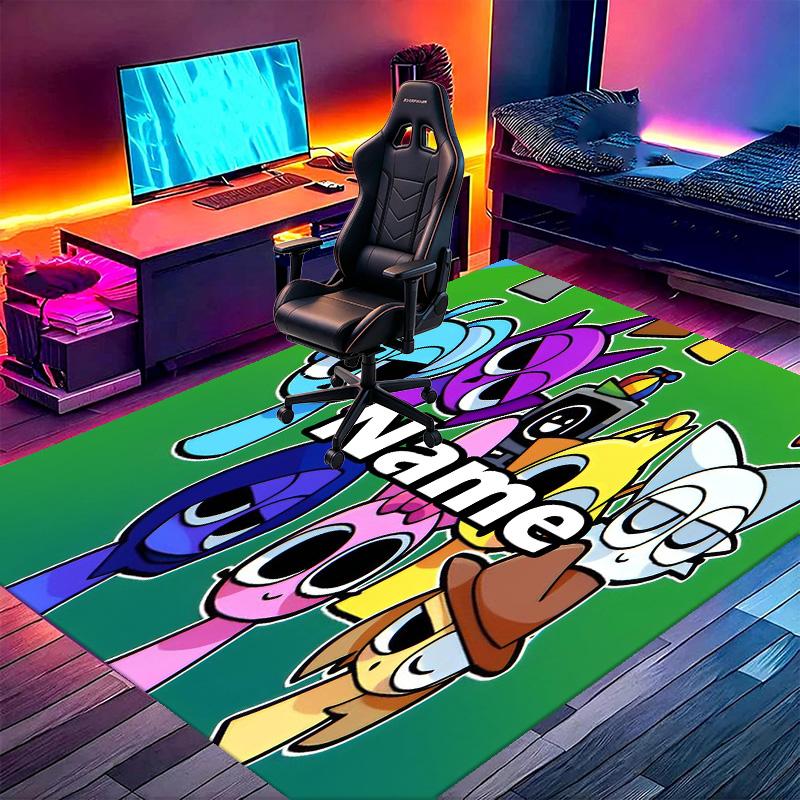 Custom Name Personalized Sprunki Game Print Carpet, Versatile Home Decor Rug, for Playroom, Apartment, Balcony, Entryway, Hallway Gift