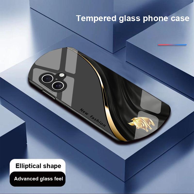 Flowing Pattern For Apple IPhone 16 11 13 15 14 Pro Max 12 Mini 7 8 Plus XR X XS Elliptical Shaped Tempered Glass Phone Case