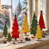 Desktop Christmas Tree 8Pcs Table Sign Set, Rustic Wooden Xmas Tiered Tray Decoration Sign, Mini Tabletop Centerpiece, Winter Holiday Party