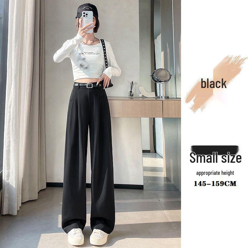 Women s High-Waist Slimming Ankle-Length Wide-Leg Suit Pants, Small, Apricot, Straight Leg, Spring Edition. S for 80-95 lbs