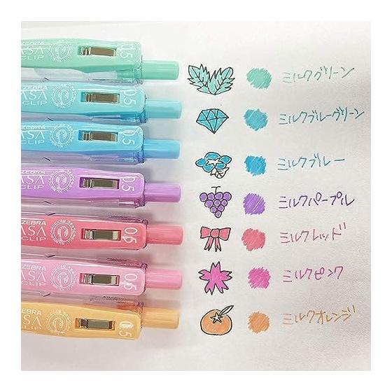 Zebra Gel Ballpoint Pen Sarasa Clip 0.5mm Milk Color 8 Color Set N JJ15-8C-MK-N