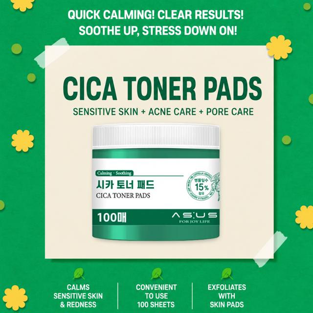 AS:US Toner Pad 100 Pads Cica Calming / Birch Cooling / Yuja Brightening (10 Options) - DAISO