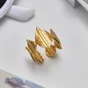 Simple Geometric Bow Petal Ring: 18K Gold-Plated Stainless Steel Women's Double Layer Ring