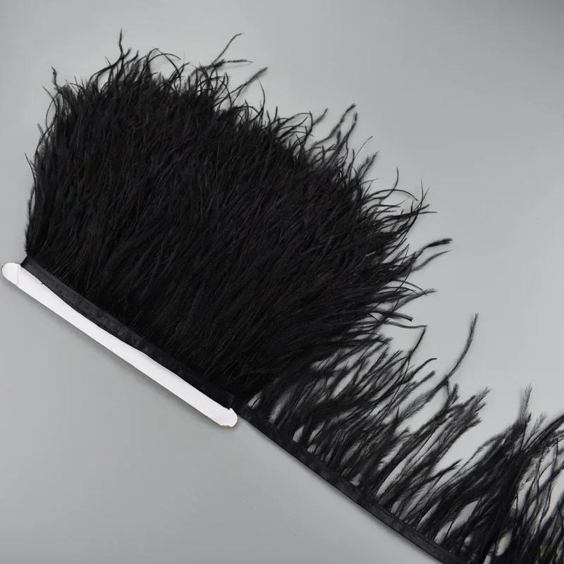 Pluma1Metro Plumas de Avestruz de Colores sobre Cinta Fleco Borla Adorno Cinta 10-15cm 4-6" Adornos de Plumas Blancas Decoración para Decoración de Ropa