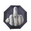 Fuck You Rain Umbrella Middle Finger Print Compact 3 Fold Black 23.5cm