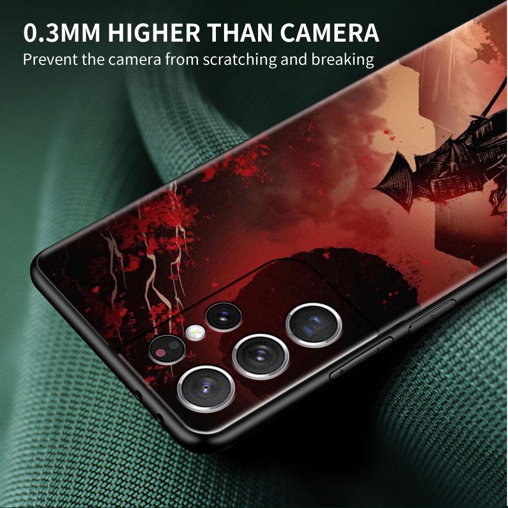 Case For Samsung Galaxy S20 S22 Ultra S21 FE S10 S9 Plus Note 20 10 Lite 9 Soft Phone Shell Landscape Ink Painting Samurai Art