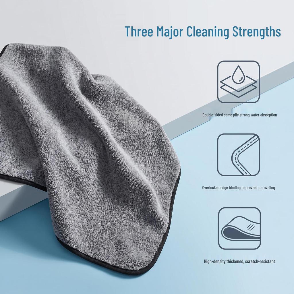 Double-Sided Ultra-Fine Fiber Cleaning Towel - Thick, Absorbent Cloth for Car Wash & Kitchen, Customizable Logo Option
