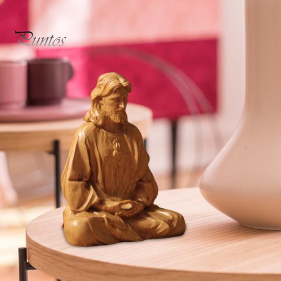 Resin Jesus Ornament Christ Statue Christmas Tabletop Decoration Holy Figurine Sit in Jesus-inspired Holiday Decor Meditation for Tables Mantel