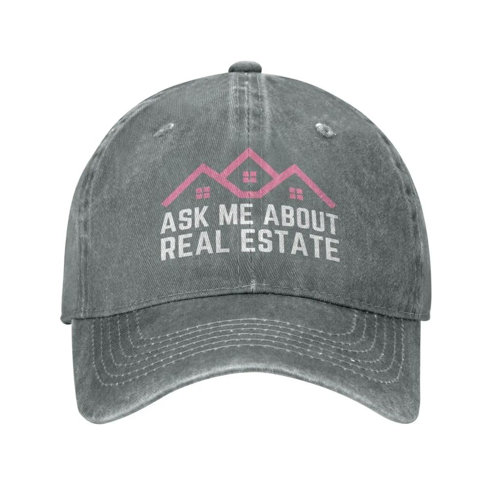 Ask Me About Real Estate Hats Trucker Hat for Men Women Dad Baseball Cap