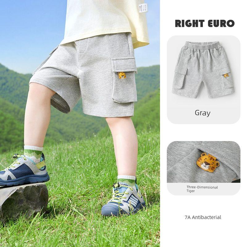 [25Th Summer New Collection] Boys  Casual Shorts Summer Wear Children s Clothing Mid-Length Shorts Summer Thin Mid-Length Shorts U15354 Flower Gray 140