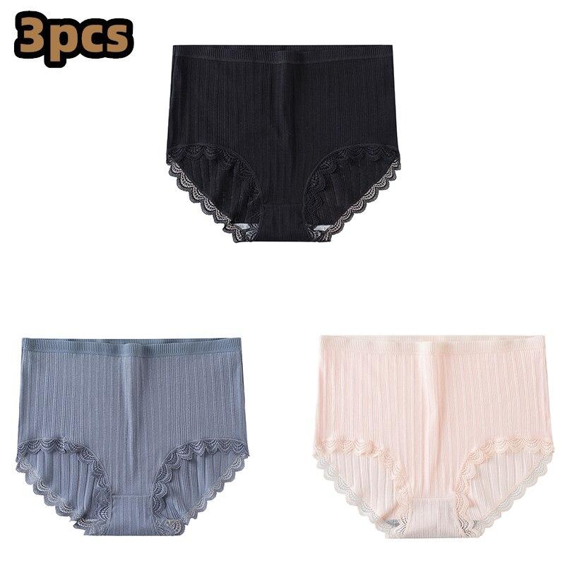 3 Pcs/lot Women's Underpants Soft Cotton Panties Girls High Waist Briefs Striped Panty Sexy Female Underwear Big Size M-XXL