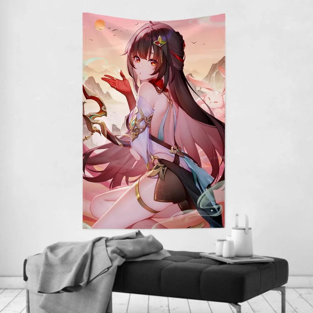Spiel Honkai Star Rail Lingsha Charakter Druck Tapisserie Raumdekoration Tapete Party Hängender Hintergrund Raumdekoration