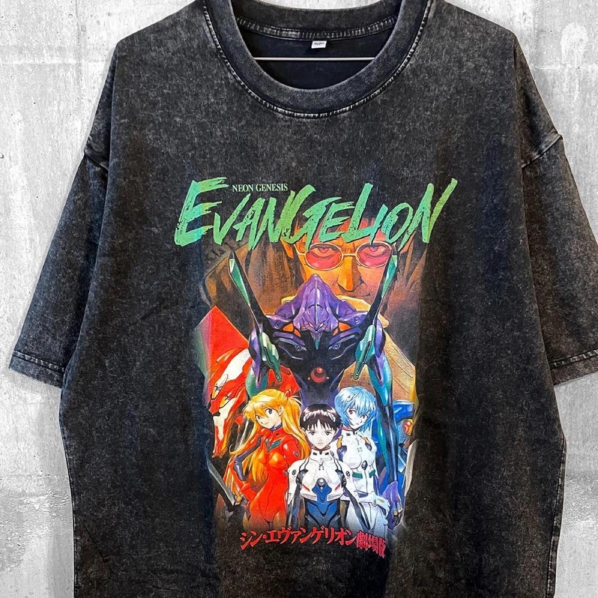 Anime T Shirt Evangelion Asuka Rei Shinji XL Black Official Japan Mens 2XL