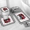 Valentine's Day Shower Curtain, Rose High Heels Lipstick Perfume Bottle Black and White Striped Romantic Bath Mat Bathroom Decor