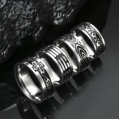 Stainless Steel Ring for Men Women 8MM Wide Geometric Casual Finger Rings Jewelry Wedding Gift for Lover