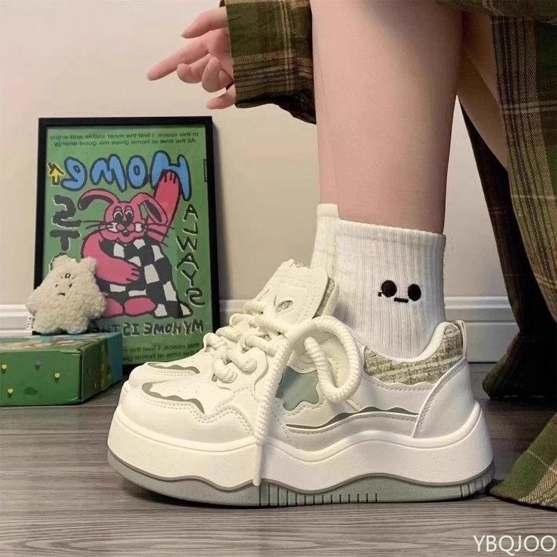 Fashion New Thick Soled Women's Shoes Spring Versatile White Footwear Casual Comfortable Board Shoes Fashion Outdoor Sneakers Zapatos