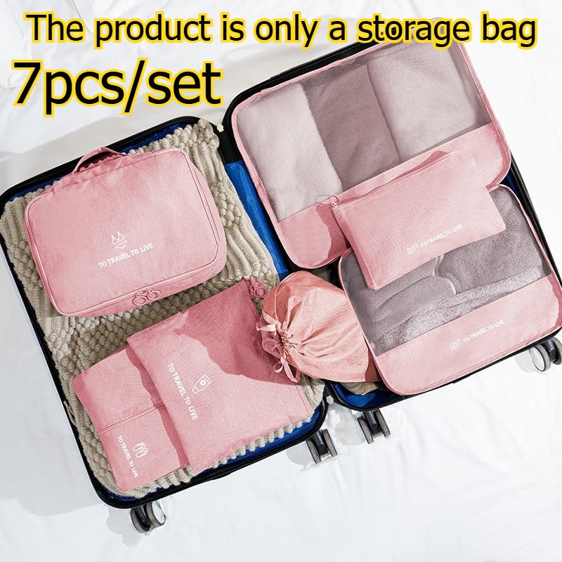 7pcs/set Travel Storage Bag Luggage Clothing Underwear Shoe Organizer Pouch Large Capacity Garment Travel Organizer Bag