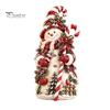 Christmas Gift for Friends Snowman Figurine, Resin Tabletop Decoration with Hat Scarf Pine Handcrafted Snowmen Branches, Holiday Winter Decor