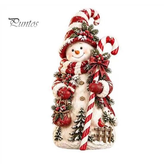 Christmas Gift for Friends Snowman Figurine, Resin Tabletop Decoration with Hat Scarf Pine Handcrafted Snowmen Branches, Holiday Winter Decor