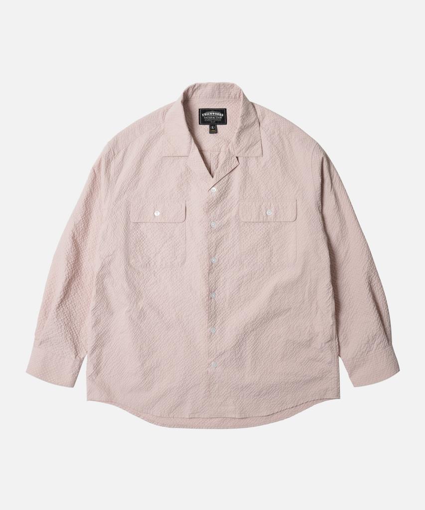 FRIZMWORKS Open Collar Solid Seersucker Shirt _ Light Pink