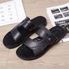 Herrsandaler i äkta läder sommar Tofflor Herr Tofflor Vuxen Strandskor med tjocka sulor Halkfri lädersandal Zapatos Hombre