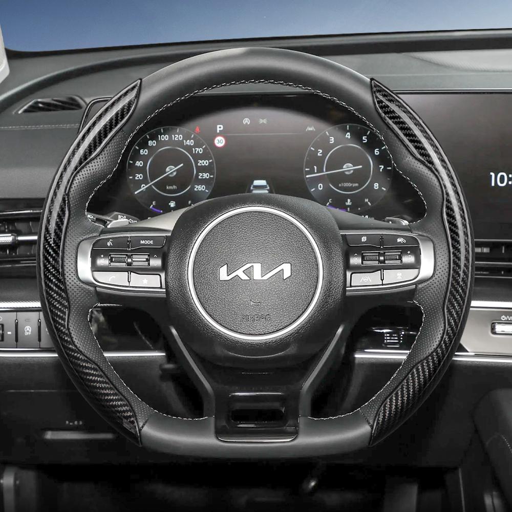 Geeignet für Kia Lenkradabdeckung mit Carbonfaser-Textur, segmentiertes Schnellverschluss-Design, langlebig, für Sportage Seltos Sorento Niro Sonet Picanto