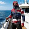 Men Hooded Long Sleeve Sun Protection Top with Abstract Independence Day Print Lightweight Pullover Casual Wear for Outdoor Activities