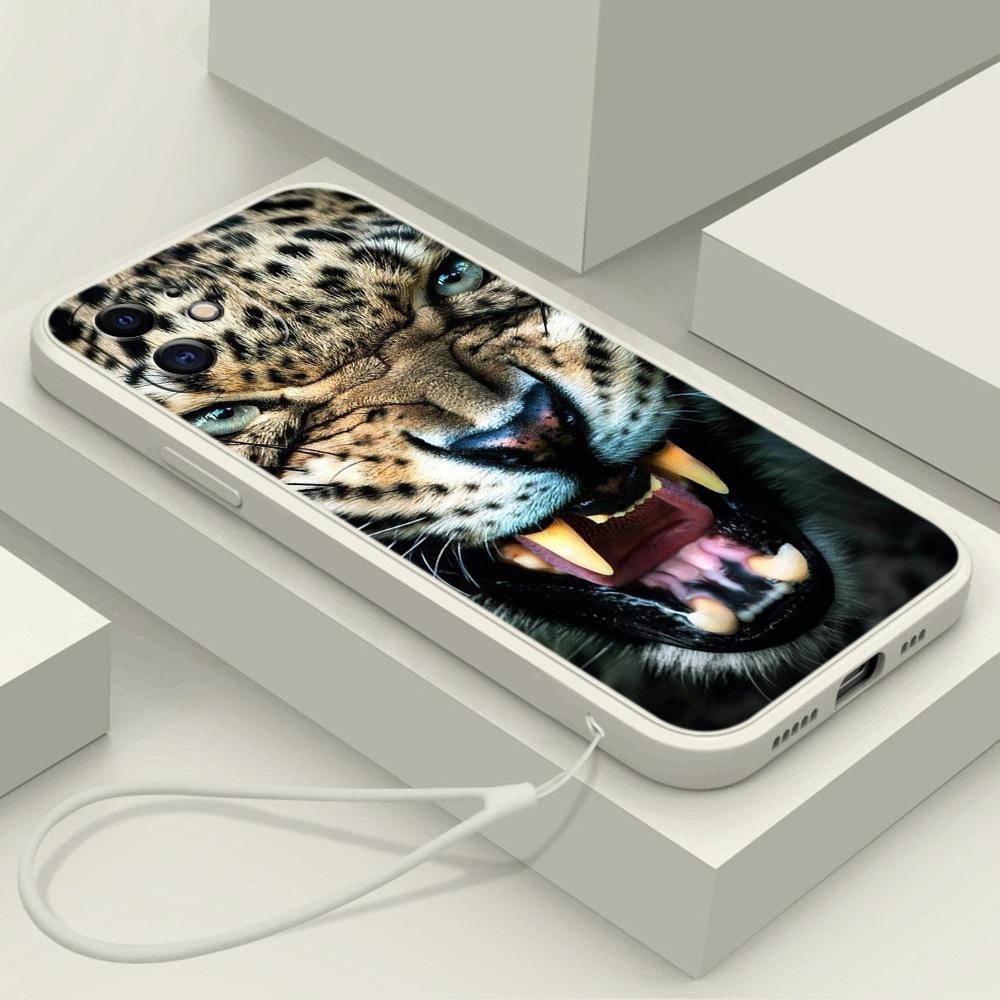 

Samsung Galaxy A14 A24 A54 A34 S23FE для iPhone 11 12 13 14 15 Pro Max Xs Мягкий чехол для телефона с прямым краем и ремешком A51 Tiger Leopard Pattern Samsung S24 5G