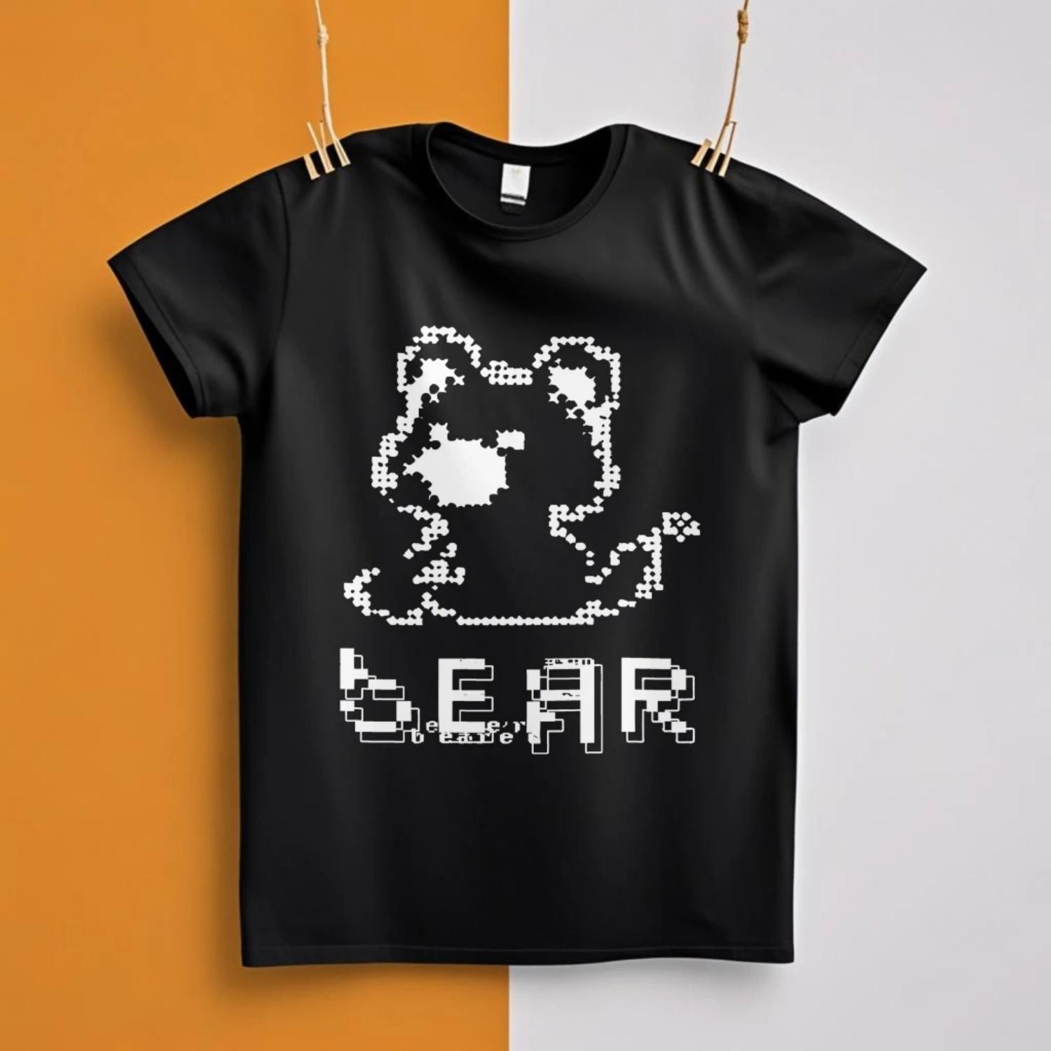 

Graphic Women s T-Shirt Streetwear SpringSummer Short Sleeve Bear Print Trendy2025 Fast Ship S чёрный