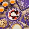 Purple and Gold Party Supplies 140 Pieces Golden Dot Disposable Party Dinnerware Purple Paper Plates Napkins Cups Gold Plastic