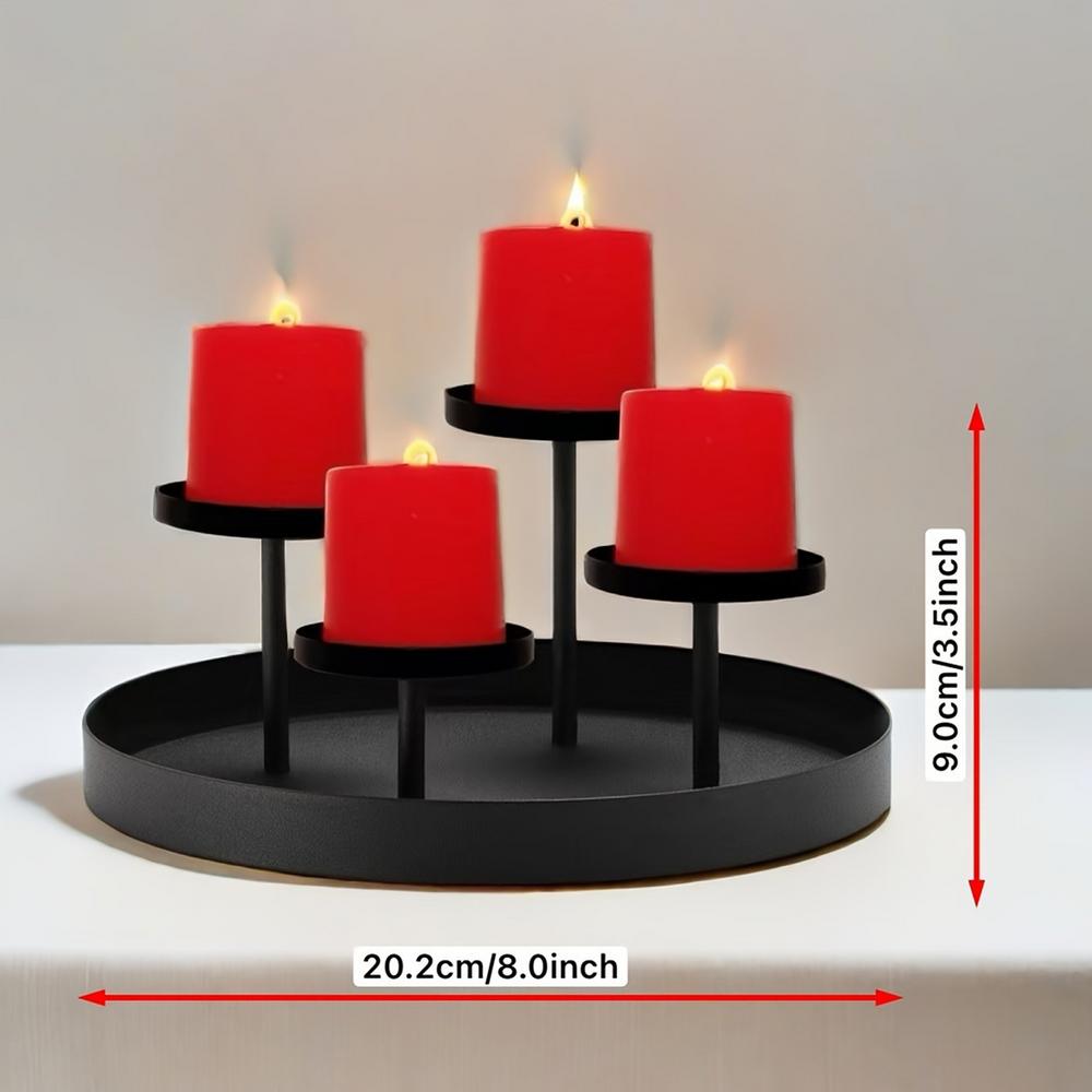 

Christmas Candle Holder Round Tray Metal Candle Holders Christmas Centerpieces for Tables for Holiday Party Decorations Wedding червоний