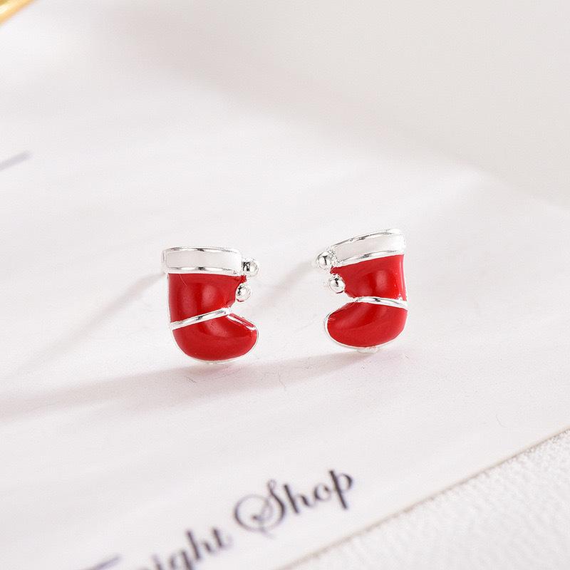 Beixi Christmas Series S925 Sterling Silver Sock Earrings - Japanese & Korean Style