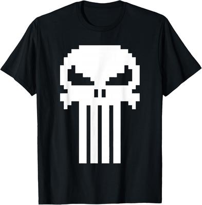 Marvel Punisher Pixelated Skull Vintage Chest Logo T-Shirt